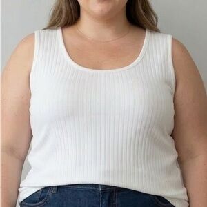 NWT LILY MORGAN LIMITED COLLECTION Ribbed White Tank Top doe 3X